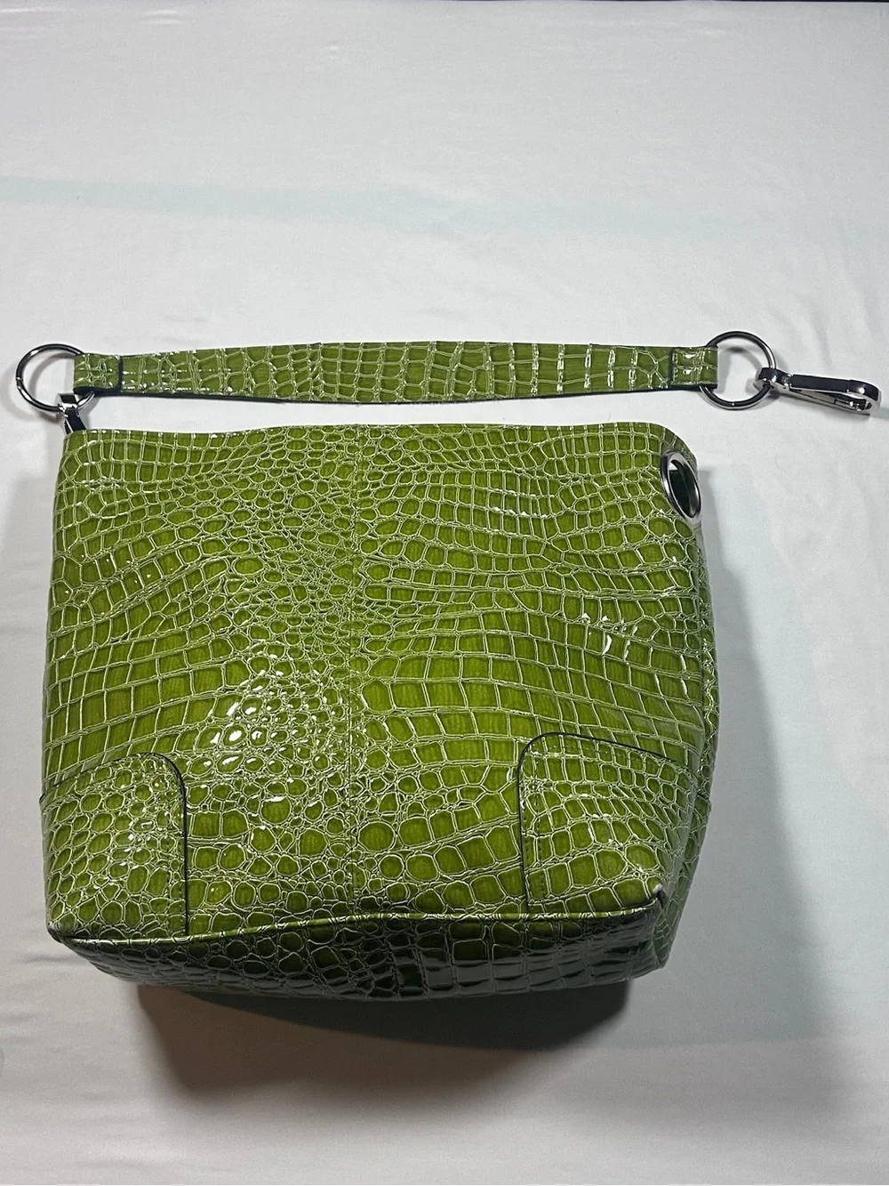 y2k Bueno Green Croc-Embossed Hobo Shoulder Bag